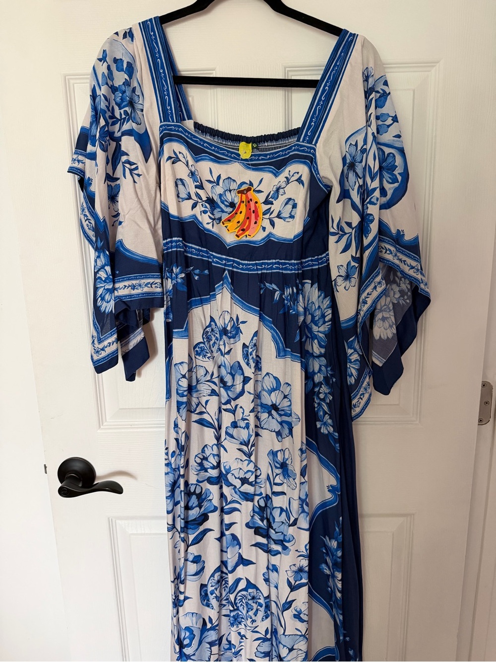 FARM Rio White and Blue Floral Maxi Dress
